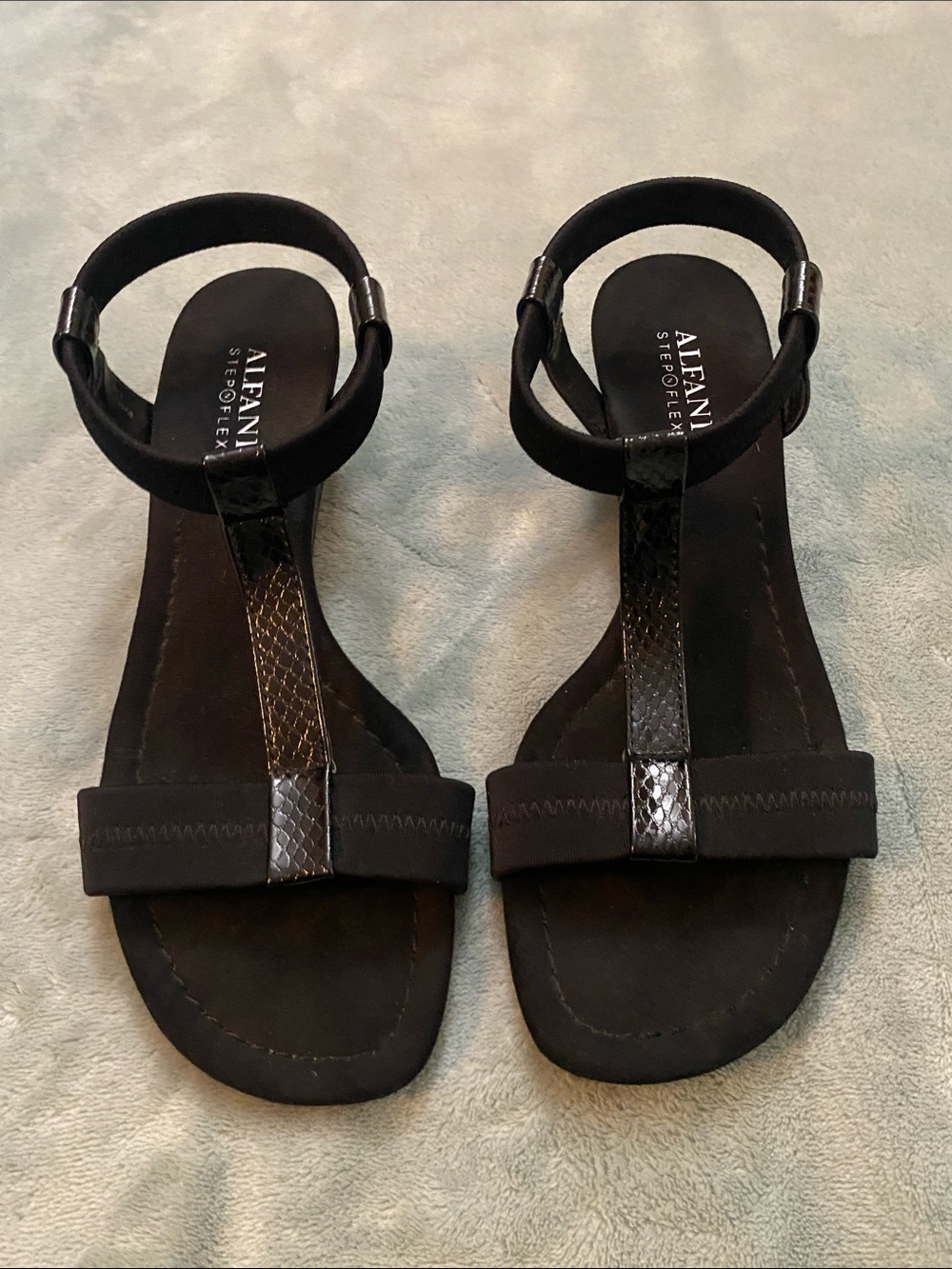Alfani Black T-Strap Flat Sandals